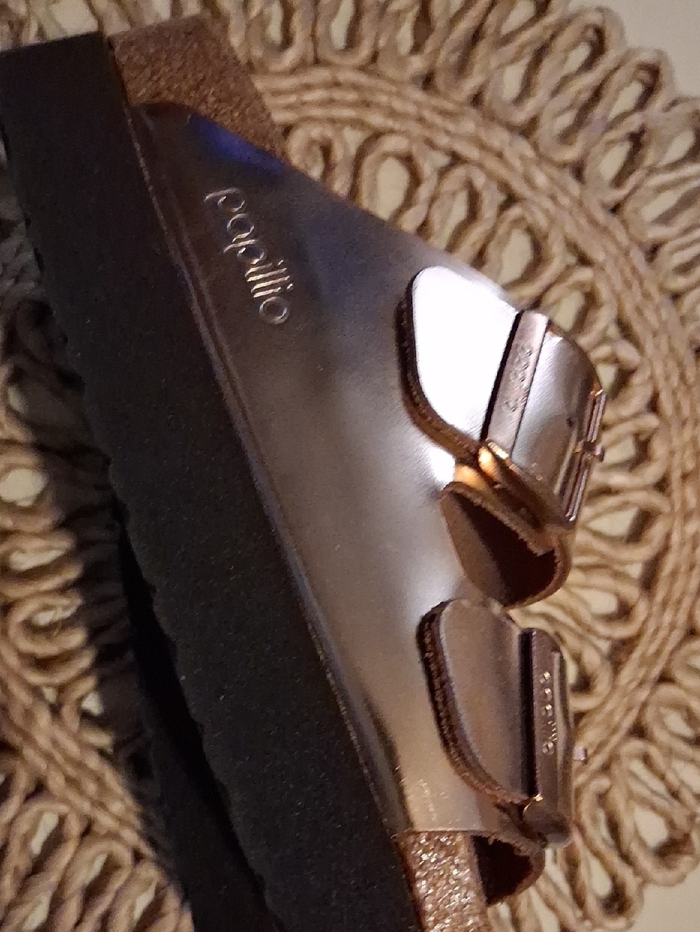 Birkenstock Metallic Rose Gold, Platform,Two-Strap Sandals, Size 37. - Picture 6 of 12